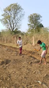 Foundation Layout Work At Construction Site